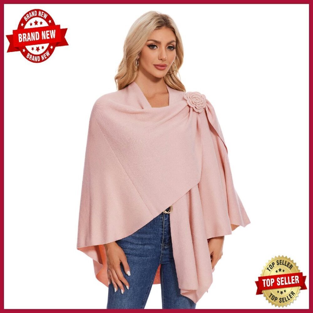 Elegant Cross Front Shawl Wrap Soft Poncho Cape Travel Accessory